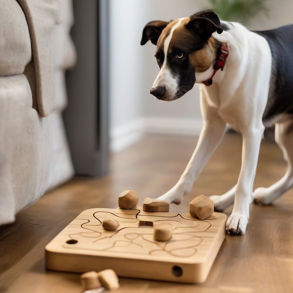 Dog Playing with Puzzle Toy